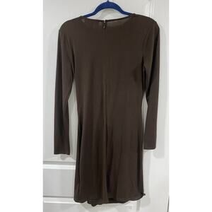 Michael Kors Brown Faux Wrap Dress M Long Sleeve Gold Buckle NWT Career Party